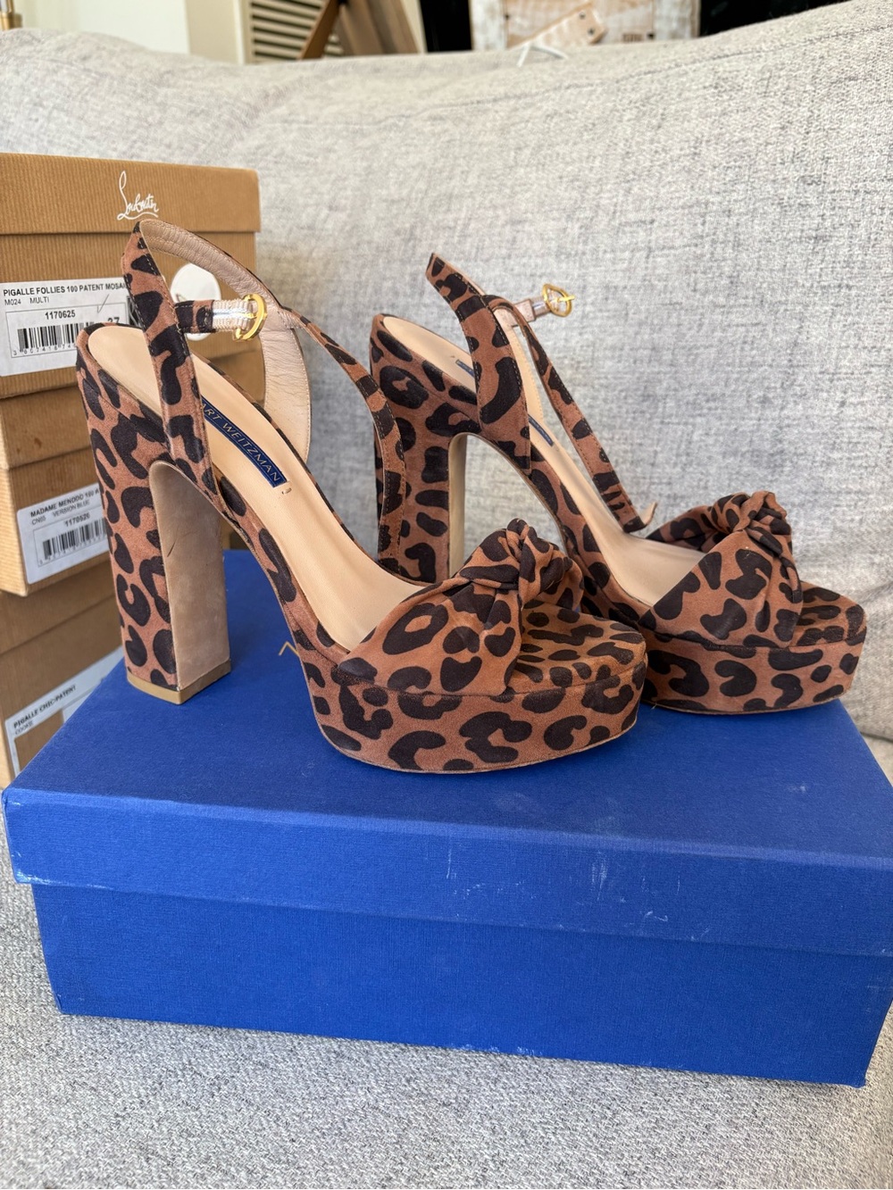 Stuart Weitzman Mirri 140mm Leopard Print Platform Sandals - Brown